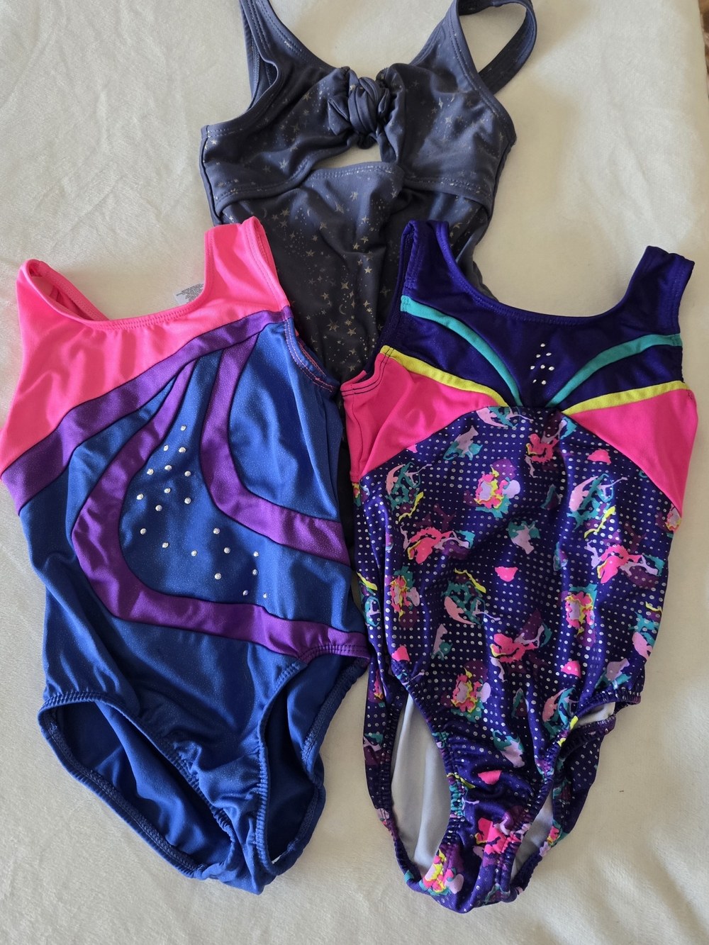 Bundle Of 3 Girls Danskin & Art Class One-Piece Gymnastic Leotards, Sz 4/5